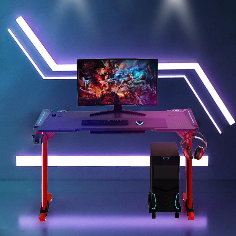 Odyssey8 1.4m Gaming Desk Office Table Desktop with LED light & Effects - Red