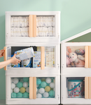 stackable storage box with front opening