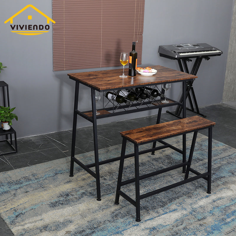 Viviendo Bench Seating Dining Table Bar Table Dining Set Industrial Style