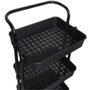Viviendo 4 Tier Organiser Trolley in Carbon steel & Plastic with Omnidirectional Wheels and Metal Frame With Handle - Black