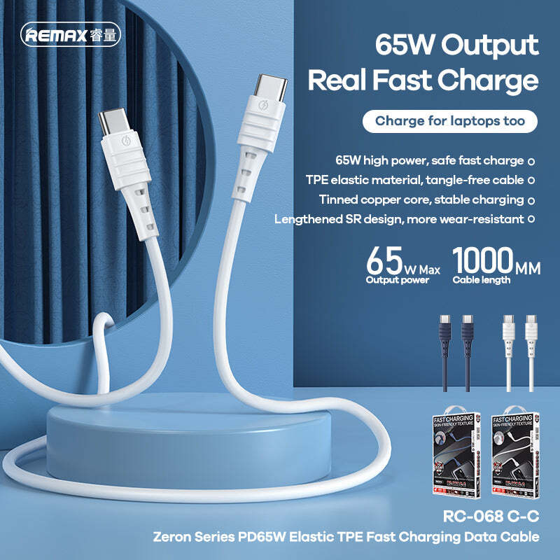REMAX PD 65W Fast Charging Data Cable Type-C to Type C - Blue
