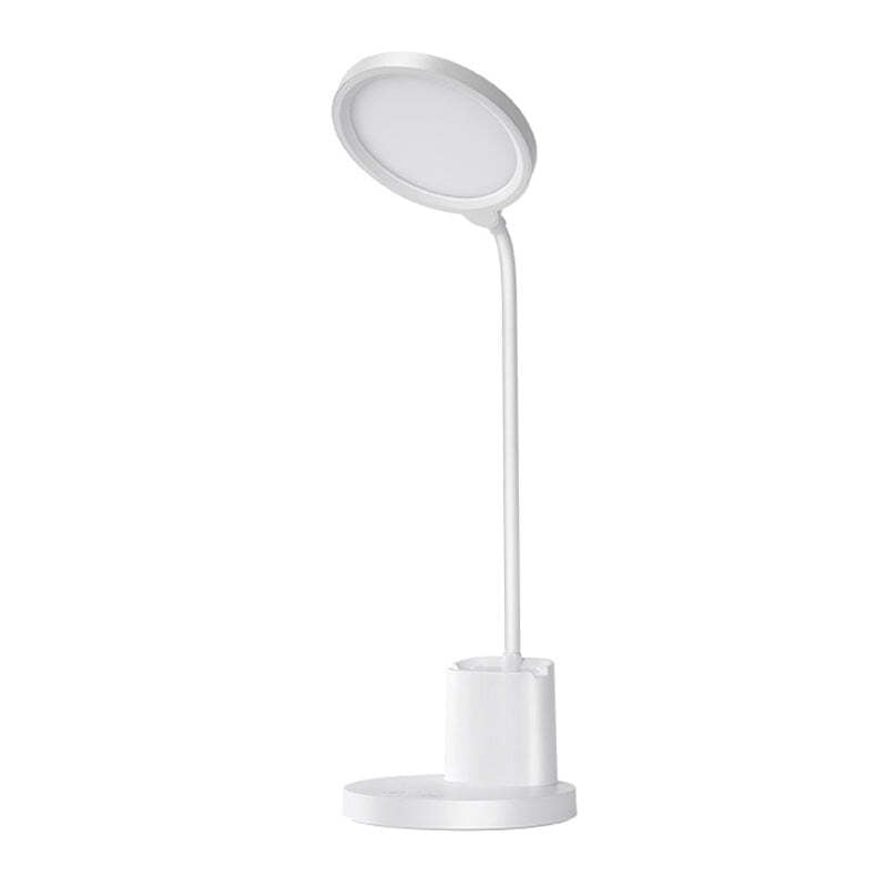 Flexible LED Desk Lamp with Phone and Pen Holder Eye Care Adjustable Brightness USB Rechargeable Gentle Light