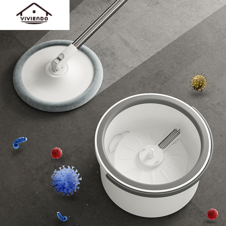 Self Wringing Spin Mop Bucket Set with Extendable Handle 3600 Swivel and 2x Microfibre Mop Heads - Classic