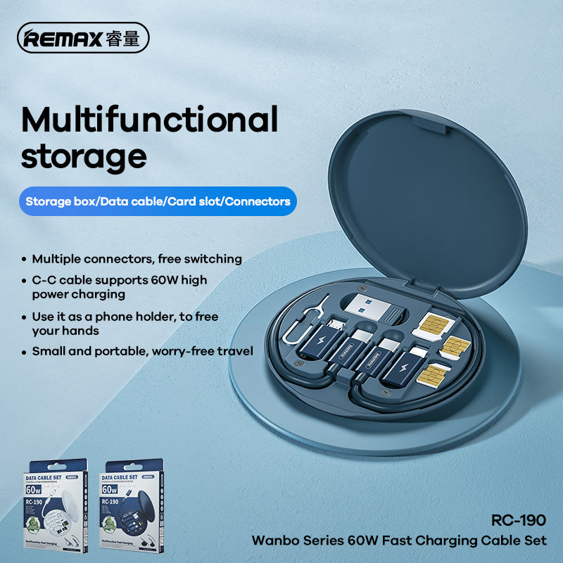 All-in-One Cable Storage Case with Multiple Connectors & Sim Card slots